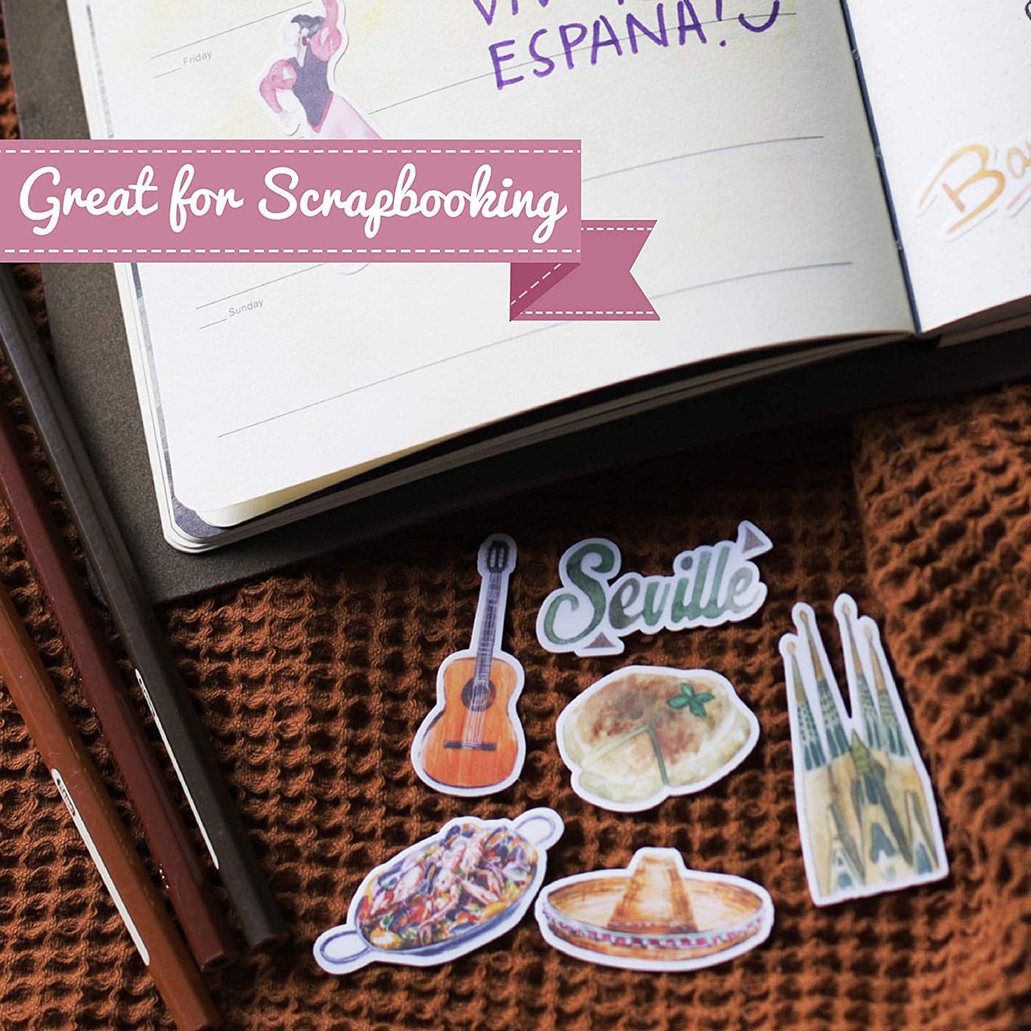 Navy Peony Sophisticated Spain Travel Stickers (36 pcs) - Navy Peony