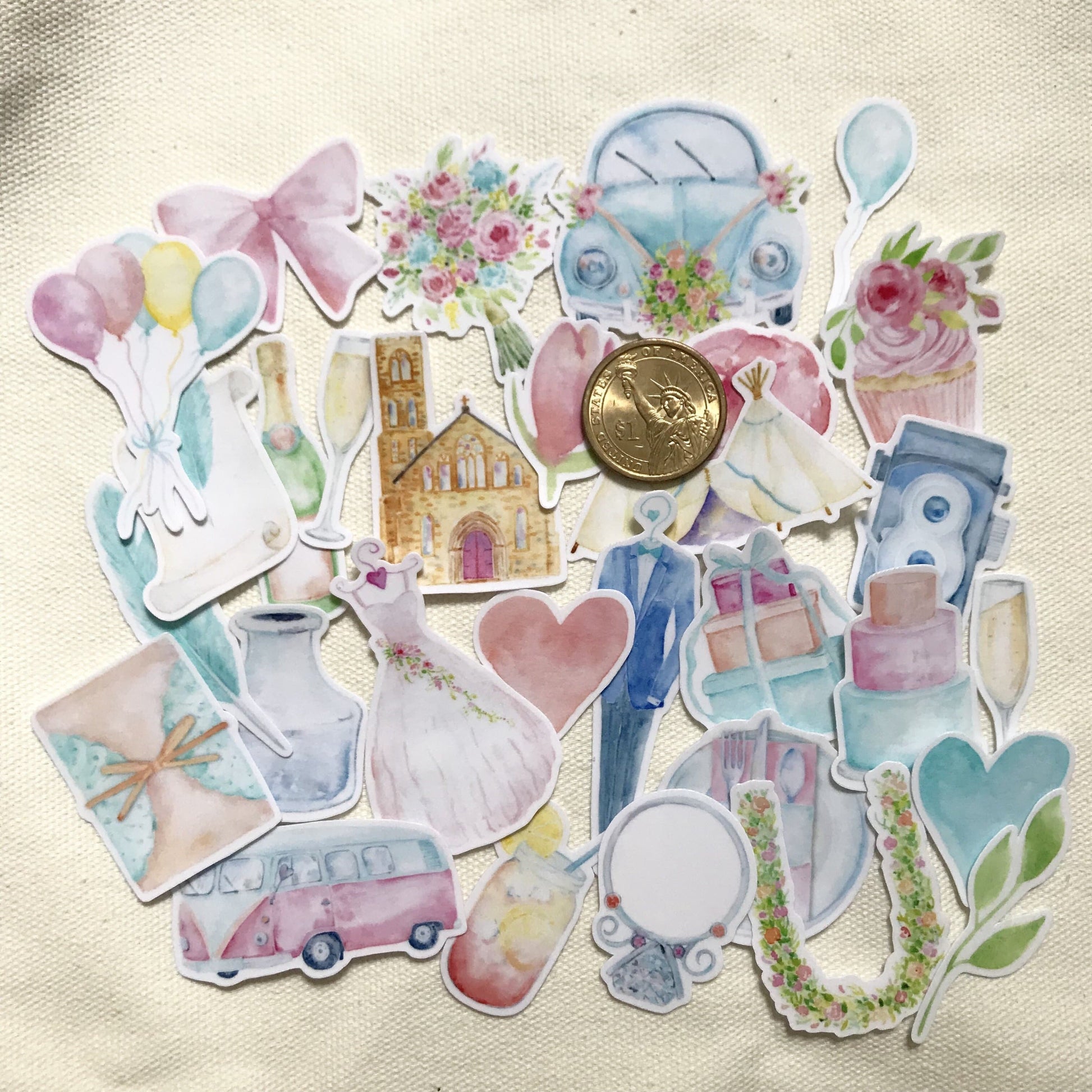Watercolor Wedding Stickers and Flower Stickers for Your Invitations, Scrapbooking and Guestbooks by Navy Peony (70 Pieces) - Navy Peony
