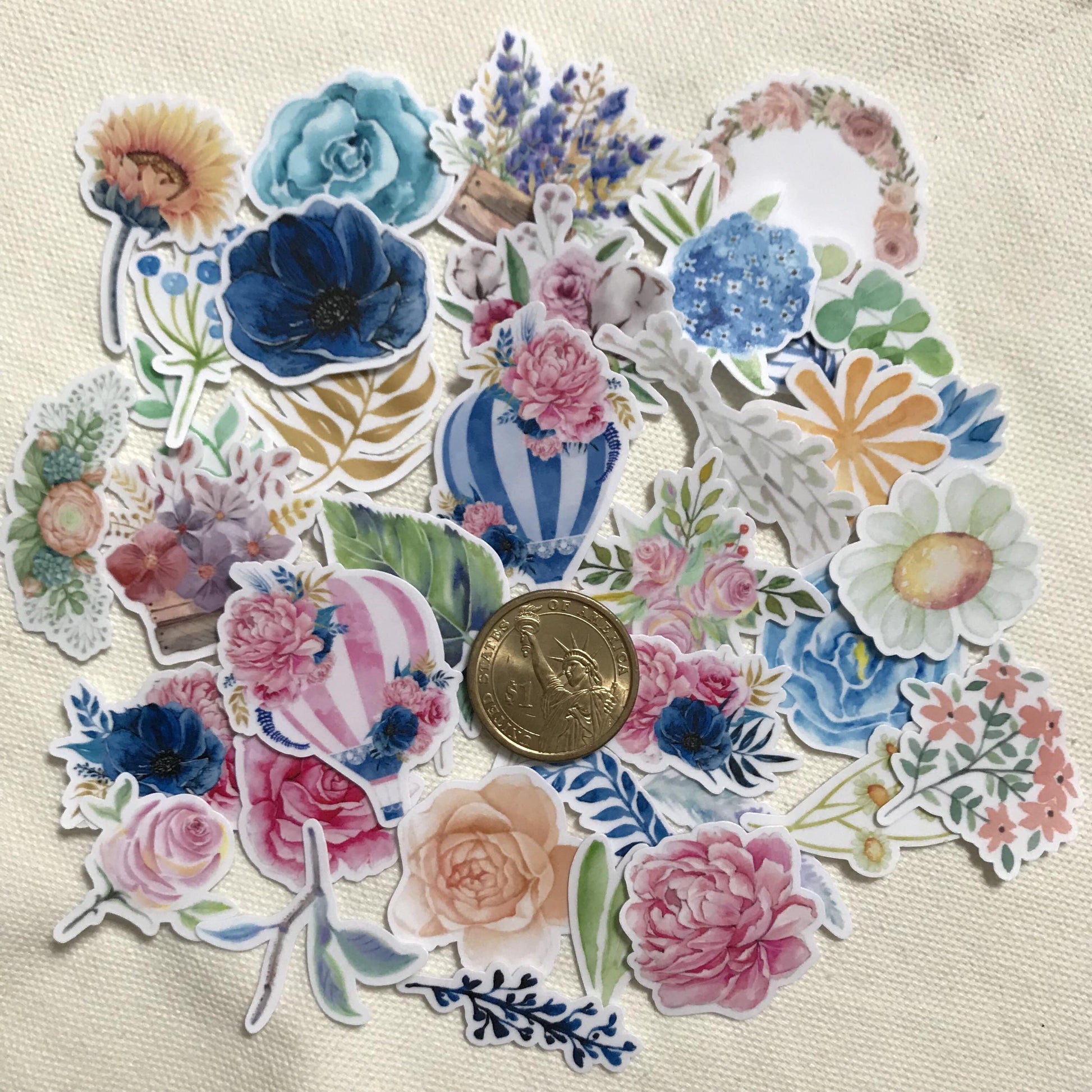 Watercolor Wedding Stickers and Flower Stickers for Your Invitations, Scrapbooking and Guestbooks by Navy Peony (70 Pieces) - Navy Peony